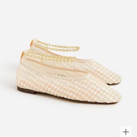 J. Crew Shoes - J.Crew Quinn embellished removable ankle-strap ballet flats in mesh